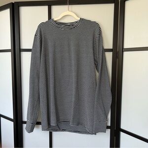 [XL] NWT 18 Waits Mens Ocean Stripes Navy Blue & White Striped Long Sleeve Shirt